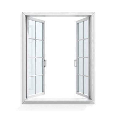 Açık beyaz ahşap pencere