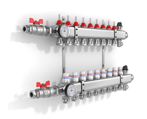 コレクター、マニホールド、暖房は床下から来る暖房 — ストック写真