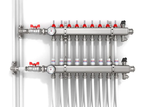 Manifold Collector Pipes Underfloor Heating System Stock Photo by ©nikkytok  225403906