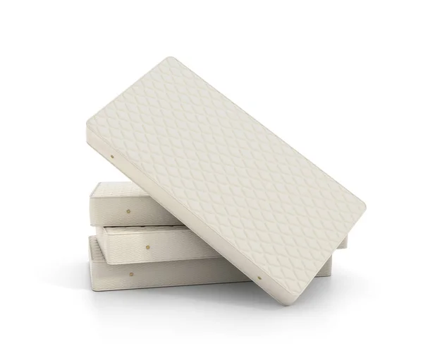 Stos materac na białym tle. 3D — Zdjęcie stockowe