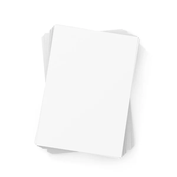 Pila carta bianca isolata su sfondo bianco con clipping Pat — Foto Stock