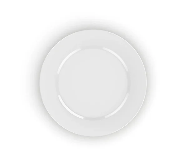 Weißer Teller auf weißem Hintergrund. 3D-Darstellung — Stockfoto