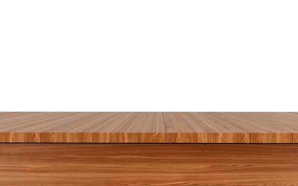 白い背景に隔絶された木製のテーブル — ストック写真