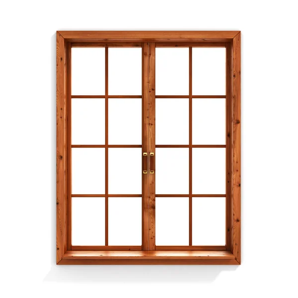 Ventana de madera aislada sobre fondo blanco. — Foto de Stock