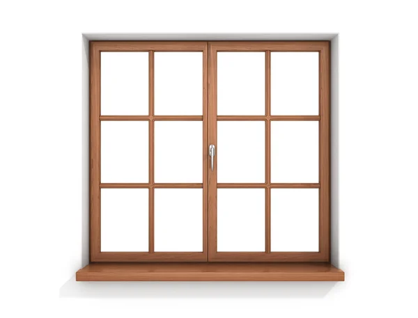 Dřevěné okno izolované na bílém pozadí. — Stock fotografie