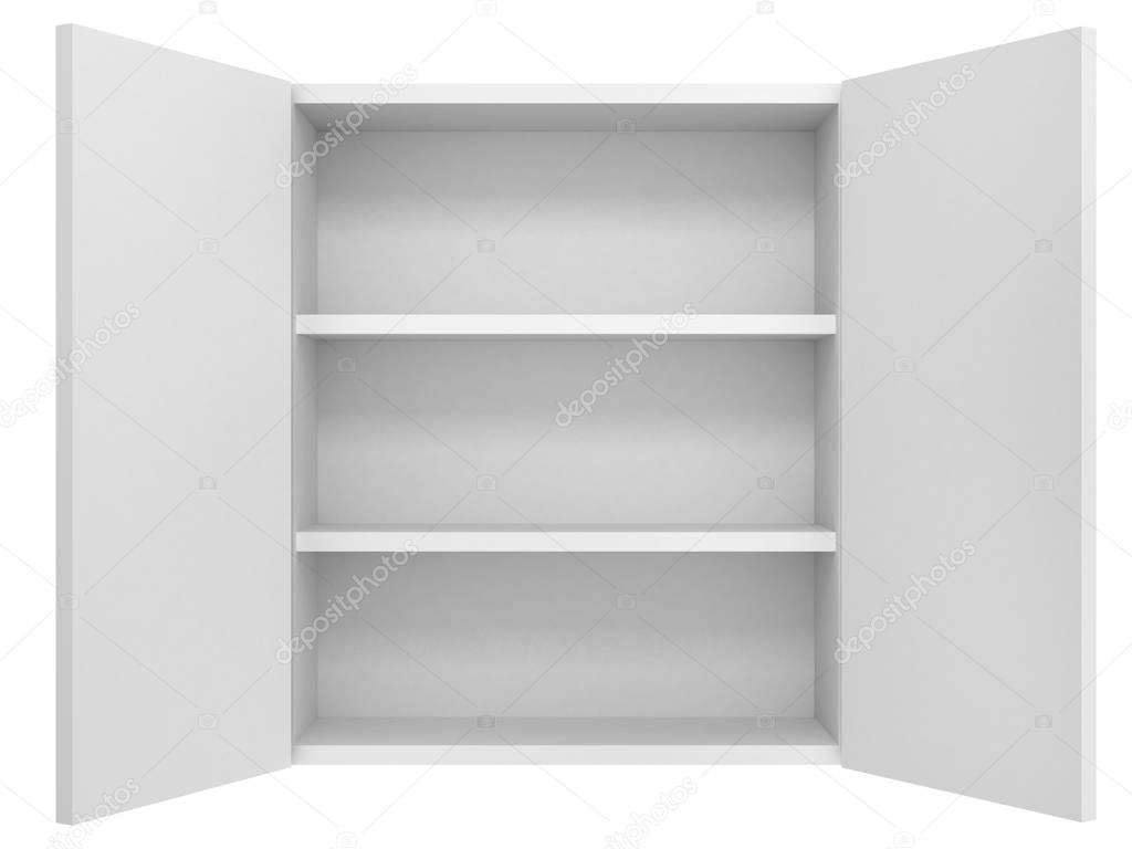 empty cupboard isolated on white background