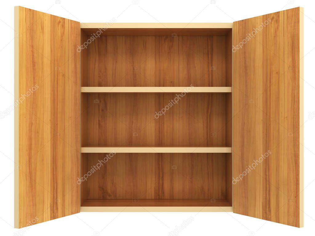 empty cupboard isolated on white background