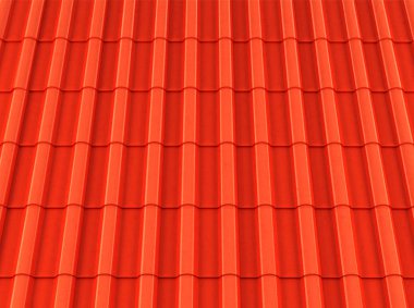 Kırmızı oluklu kiremit çatı unsuru. 3D çizim