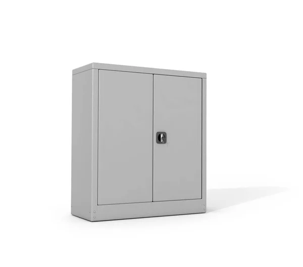 Μεταλλική ντουλάπα για έγγραφα σε λευκό φόντο. 3D illustrati — Φωτογραφία Αρχείου
