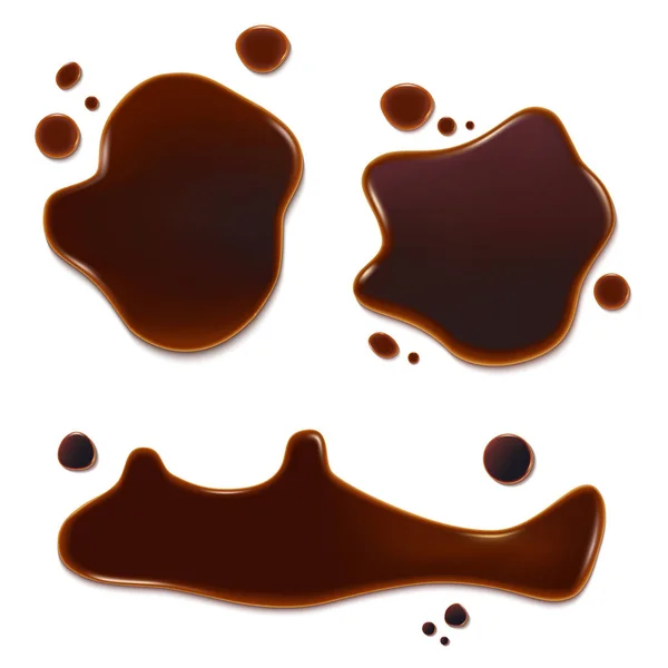 Uppsättning av choklad droppar och bultar på vit bakgrund — Stock vektor