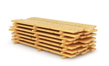 yığın ahşap izole üzerinde beyaz arka plan plank. 3D çizim