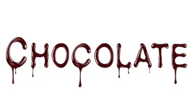 Beyaz arka plan üzerinde izole çikolata şurubu ile yazılmış kelime