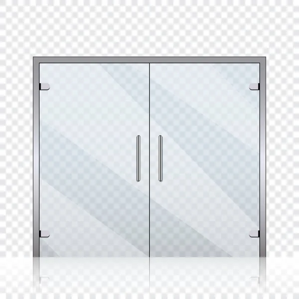 Векторные прозрачные стеклянные двери на прозрачном фоне — стоковый вектор