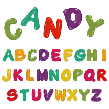 Candy alphabet isolated on white clipart