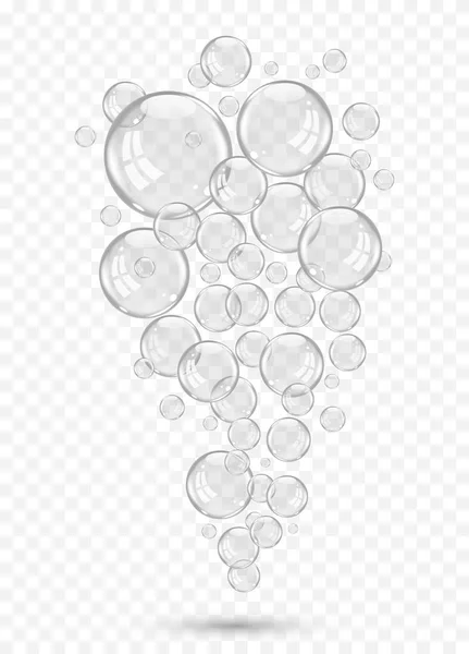 Realistische isolierte Seifenblasen auf transparentem Hintergrund — Stockvektor