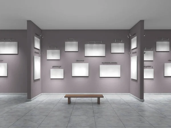 Galeria pusta; ilustracja 3D — Zdjęcie stockowe
