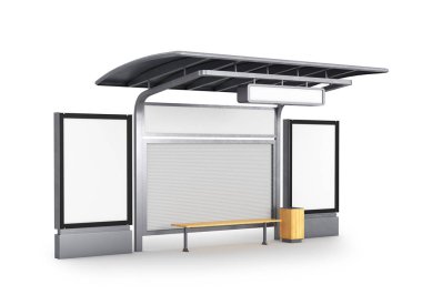 Fotoğraf boş lightbox üzerinde beyaz backgrou izole otobüs durağı