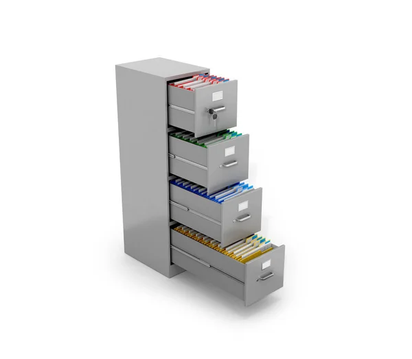 Folderach pakietu Office znajdują się w tabelach pakietu office. ilustracja 3D — Zdjęcie stockowe