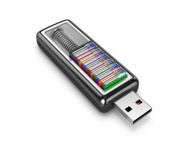 Çok renkli office klasöründeki belgeleri içinde üstünde a Usb götürmek ile 