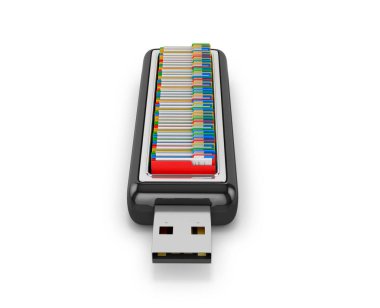 Çok renkli office klasöründeki belgeleri içinde üstünde a Usb götürmek ile 