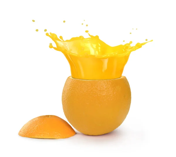 Spruzzo di succo di orage in arancione. concetto di succo fresco — Foto Stock