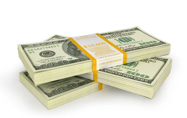 Stacks of Hundred US Dollars. 3d illustration — Stock Photo, Image