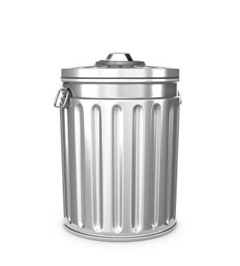 Alüminyum Çöp konteyner üzerinde beyaz izole. 3D çizim