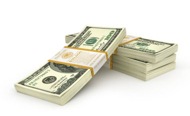 yüz ABD Doları yığınları. illüstrasyon