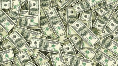 Para arka plan. Dolar dolu perde. 3D çizim