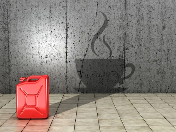 The concept of taking coffee or tea. Canister for gasoline which — Stock Photo, Image