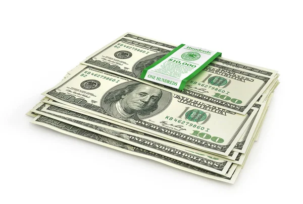 Una pila aperta di dollari USA. Illustrazione 3d — Foto Stock
