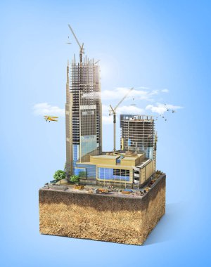 İnşaat kavramı. Gökdelen t inşaat süreci