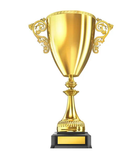 Золотой трофей чемпиона изолирован на белом. 3d иллюстрация — стоковое фото