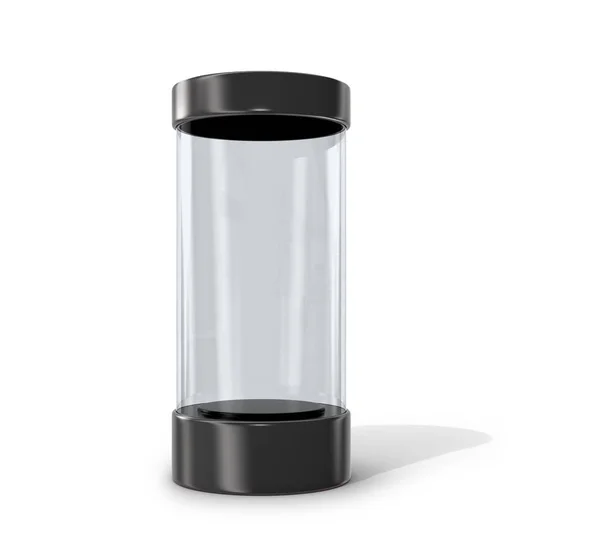 Empty glass showcase on a white background. 3D illustration. — Stock Photo, Image