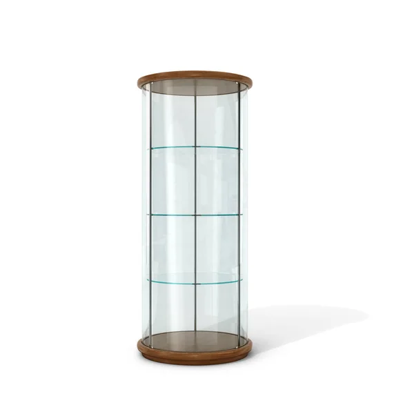 Vetrina in vetro vuota su sfondo bianco. Illustrazione 3D . — Foto Stock