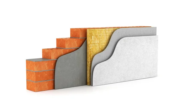 Cross-section of a wall. Thermal insulation. 3d illustration — Stock Photo, Image