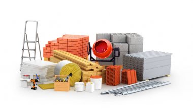 materials for construction. 3D illustration clipart