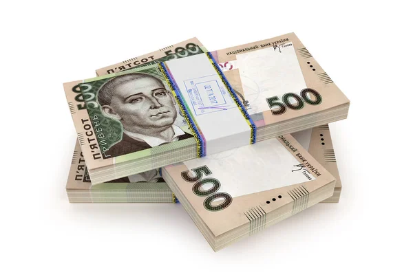 Ukrainian hryvnia new bills isolated on white background. 3D ill — Stock Photo, Image