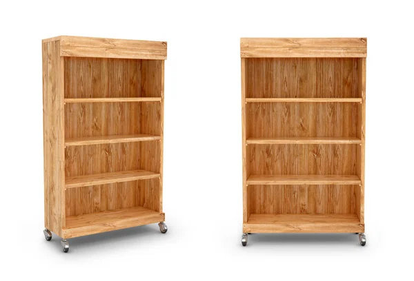 En bokhylla eller ett shopping rack på en vit bakgrund. 3D illustr — Stockfoto