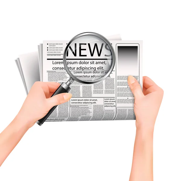 Newspaper in hand isolated on white background — Stock Vector