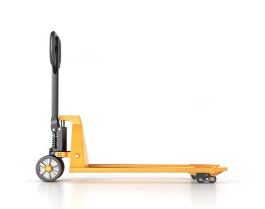 El palet kamyon. El ile forklift. 3D çizim