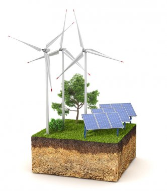 Enerji kavramı. Rüzgar elektrik sta ile yere kesiti