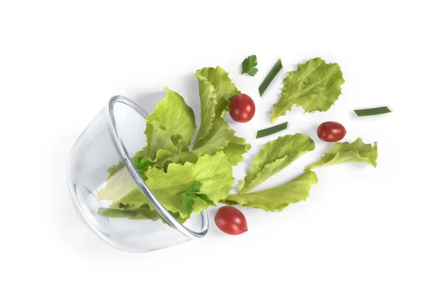 Sallad från en glasplatta — Stockfoto