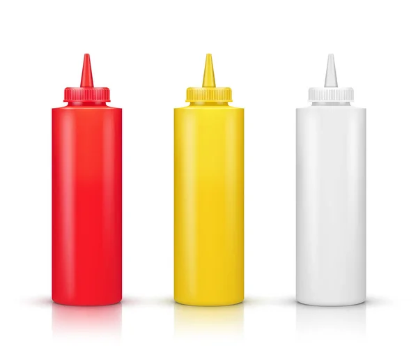 Illustrazione di bottiglie di salsa su sfondo bianco — Vettoriale Stock