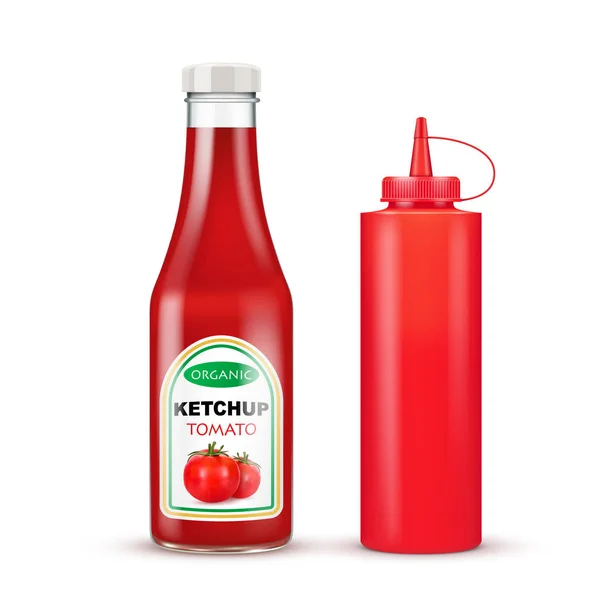 ケチャップの現実的なボトル — ストックベクタ