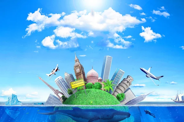 The concept of global warming. The world is slowly submerged. — Stock Photo, Image