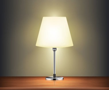 Modern masa lambası aydınlatmak duvar arka plan üzerinde