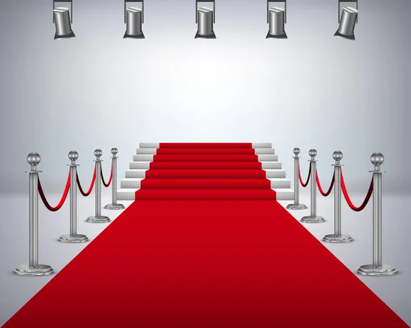 Červený koberec s bílým schodiště — Stockový vektor