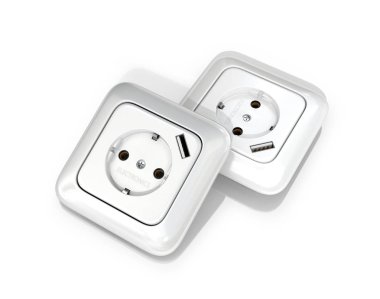 Sockets on a white background. 3D illustration clipart