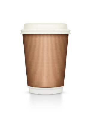 kağıt bardak kahve üzerine beyaz izole